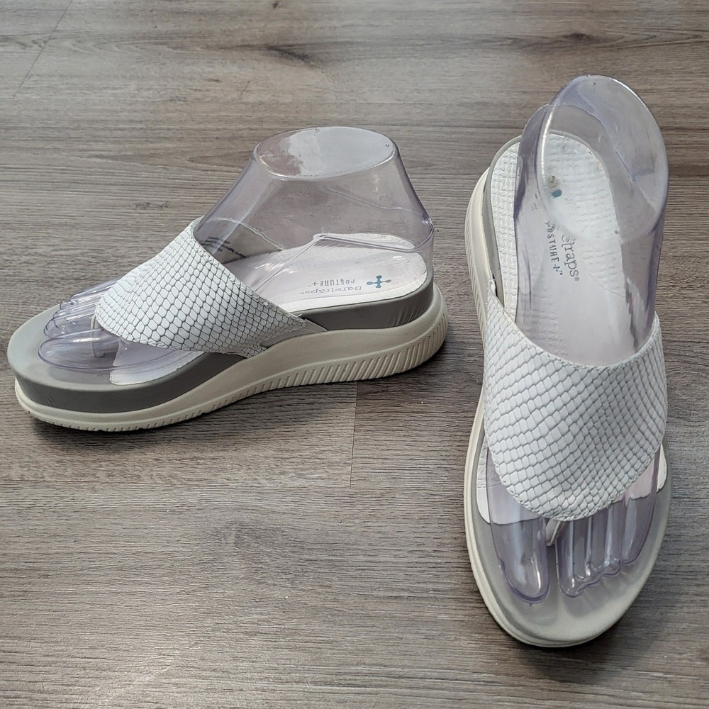 Baretraps Posture+ Sariah White Snake Leather Platform Sandals Arch Support 6